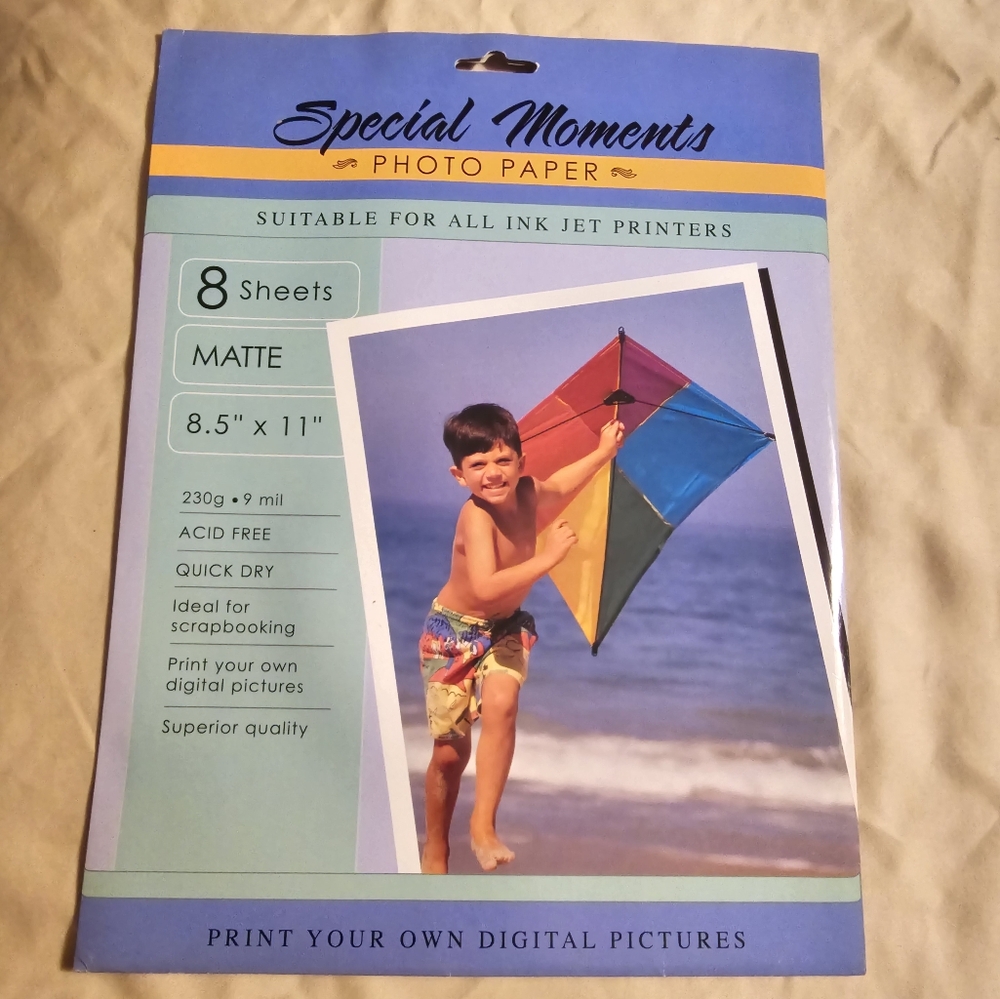 Special Moments Photo Paper For Ink Jet Printers 8 Sheets 8.5" X 11" Glossy New